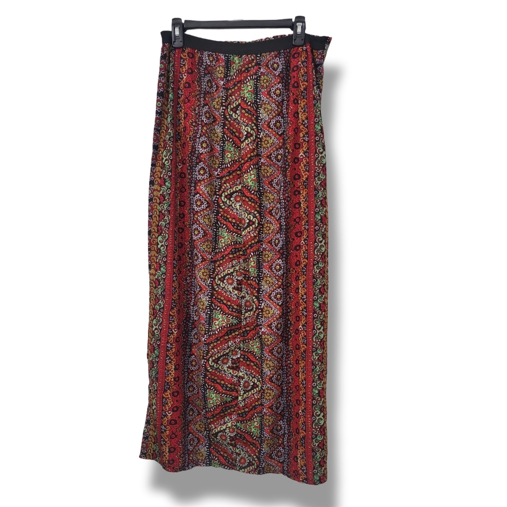 🌿Elan Women's Medium Boho Patterned Front Split Panel Maxi Skirt-CUTE!! - Picture 7 of 10